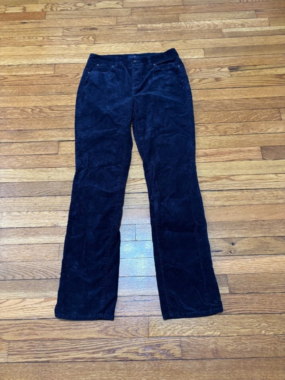 Talbots Womens Heritage Corduroy Pants Size 10 Navy Blue Straight Leg Cotton